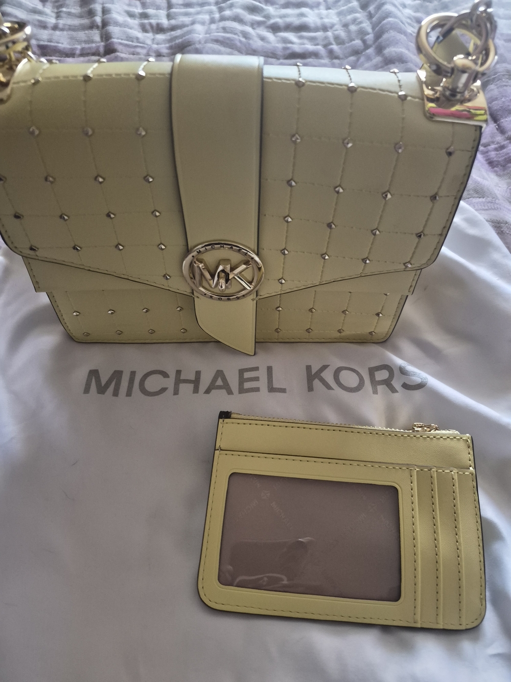 Michael Kors Lemon Quilted Shoulder Bag with Card Case